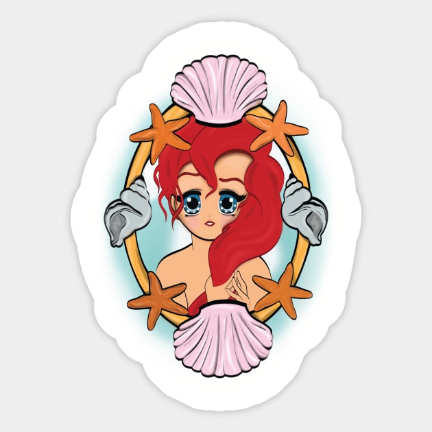 Manga Mermaid Sticker by DaintyMoonDesigns